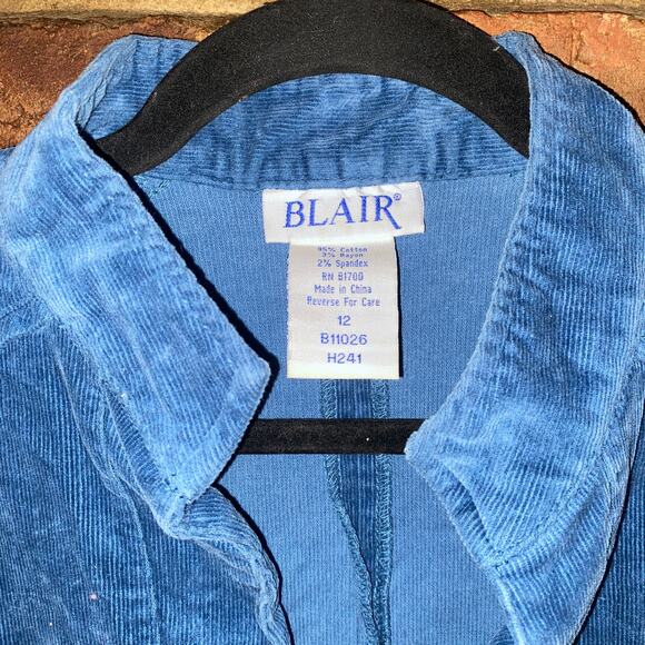 Blair Blue Corduroy 3/4 Sleeve Toggle Front Jacket Women's Size 12 - Picture 2 of 4